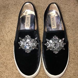 Badgley Mischka Black Flats with Silver Embellishment